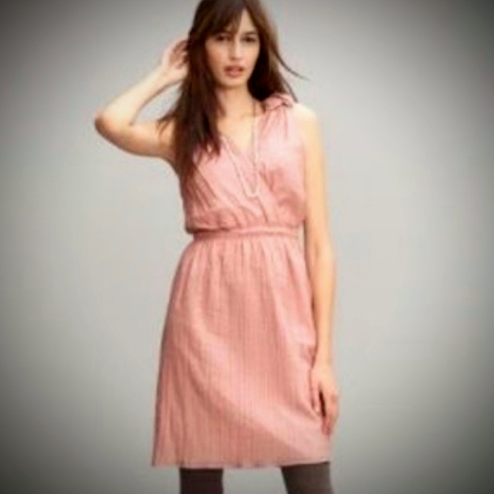 Banana Republic Neutral Blush Sleeveless Knot Shoulder Sundress Dress 6